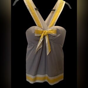 Arden B Gray Halter Top with Yellow Bow